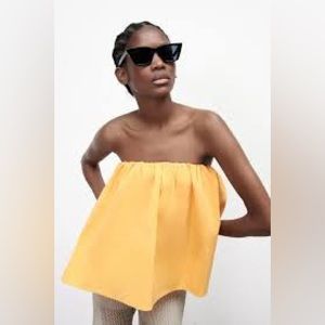 Zara off shoulder yellow tube top